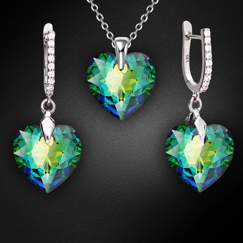 Sudraba komplekts "Iemīlējusies Sirds III R (Vitrail Medium)" ar Swarovski™ kristāliem